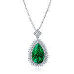 Load image into Gallery viewer, Pear Cut Columbia Green Lab Emerald Cluster Pendant Necklace - Necklace &amp; Pendant
