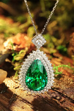 Load image into Gallery viewer, Pear Cut Columbia Green Lab Emerald Cluster Pendant Necklace - Necklace &amp; Pendant
