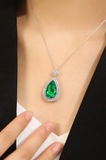 Load image into Gallery viewer, Pear Cut Columbia Green Lab Emerald Cluster Pendant Necklace - Necklace &amp; Pendant
