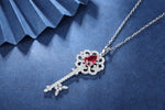 Load image into Gallery viewer, Pear Cut Lab Ruby Pave Key Pendant Necklace - Necklace &amp; Pendant
