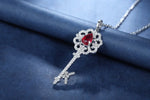 Load image into Gallery viewer, Pear Cut Lab Ruby Pave Key Pendant Necklace - Necklace &amp; Pendant
