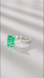 Load and play video in Gallery viewer, 1.4 Ct Emerald Three-Stone Engagement Ring
