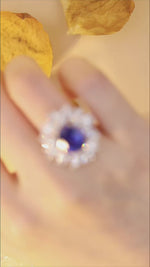 Load and play video in Gallery viewer, Luxury Marquise &amp; Pear Cluster 8.4 Ct Lab Blue Sapphire Engagement Ring
