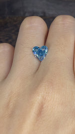 Load and play video in Gallery viewer, 1.685 Ct Heart Shape Fancy Blue Lab Diamond VS1
