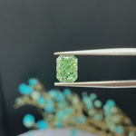 Load and play video in Gallery viewer, IGI Certified Radiant Cut 1.56 Ct Fancy Intense Green Lab Diamond VS1 Clarity
