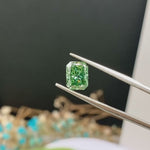 Load and play video in Gallery viewer, IGI Certified Radiant Cut 2.1 Ct Fancy Intense Green Lab Diamond VS2 Clarity
