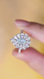 Load and play video in Gallery viewer, Pear Cut Lab Paraiba Pear Cluster Engagement Ring
