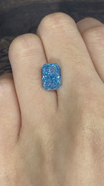 Load and play video in Gallery viewer, 3.015 Ct Radiant Cut Fancy Blue Lab Diamond VS2
