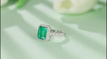 Load and play video in Gallery viewer, 2.5 Ct Lab Emerald Half Pave Halo Engagement Ring
