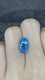 Load and play video in Gallery viewer, 3.468 Ct Oval Cut Fancy Blue Lab Diamond VS1
