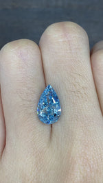 Load and play video in Gallery viewer, 3.002 Ct Pear Cut Fancy Blue Lab Diamond VS
