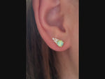 Load and play video in Gallery viewer, Sparkle Leaf Lab Green Sapphire Ear Studs
