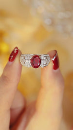 Load and play video in Gallery viewer, 2.5 Ct Oval Lab Ruby Engagement Ring
