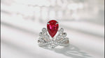 Load and play video in Gallery viewer, Leaf Crown 2.7 Ct Pear Cut Lab Ruby Engagement Ring
