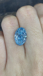 Load and play video in Gallery viewer, 5.031 Ct Oval Cut Fancy Blue Lab Diamond VS
