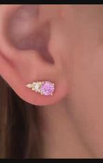 Load and play video in Gallery viewer, Sparkle Leaf Lab Violet Sapphire Ear Studs
