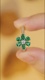 Load and play video in Gallery viewer, Daisy Pear Cut Lab Emerald Engagement Ring
