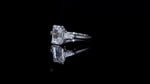 Load and play video in Gallery viewer, 3 Ct Emerald Cut Lab Diamond Three-Stone Engagement Ring with Tapered Baguette
