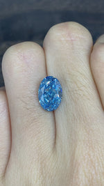 Load and play video in Gallery viewer, 2.617 Ct Oval Cut Fancy Blue Lab Diamond VS
