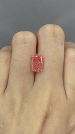 Load and play video in Gallery viewer, IGI Certified Radiant Cut 3.31 Ct Fancy Intense Pink Lab Diamond VS2 VG Clarity
