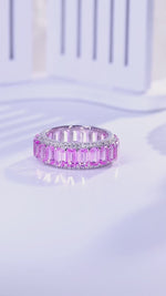 Load and play video in Gallery viewer, Lovely Emerald Cut Pink Sapphire Eternity Band
