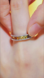 Load and play video in Gallery viewer, Rainbow Graduating Sapphire Channel Eternity band
