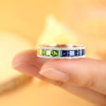 Load image into Gallery viewer, Rainbow Graduating Sapphire Channel Eternity band - Wedding Ring
