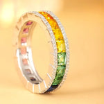 Load image into Gallery viewer, Rainbow Graduating Sapphire Channel Eternity band - Wedding Ring
