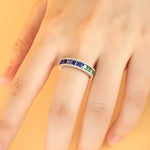 Load image into Gallery viewer, Rainbow Graduating Sapphire Channel Eternity band - Wedding Ring
