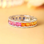 Load image into Gallery viewer, Rainbow Graduating Sapphire Channel Eternity band - Wedding Ring
