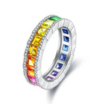 Load image into Gallery viewer, Rainbow Graduating Sapphire Channel Eternity band - Wedding Ring
