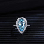 Load image into Gallery viewer, Tear of Ocean 5 Ct Pear Cut Lab Paraiba Halo Engagement Ring - Engagement Ring
