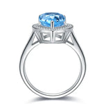 Load image into Gallery viewer, Tear of Ocean 5 Ct Pear Cut Lab Paraiba Halo Engagement Ring - Engagement Ring
