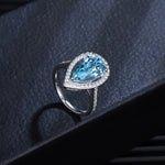 Load image into Gallery viewer, Tear of Ocean 5 Ct Pear Cut Lab Paraiba Halo Engagement Ring - Engagement Ring
