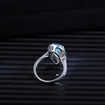 Load image into Gallery viewer, Tear of Ocean 5 Ct Pear Cut Lab Paraiba Halo Engagement Ring - Engagement Ring
