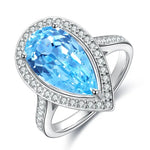 Load image into Gallery viewer, Tear of Ocean 5 Ct Pear Cut Lab Paraiba Halo Engagement Ring - Engagement Ring
