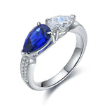 Load image into Gallery viewer, Toi Et Moi Pear Cut Lab Blue Sapphire &amp; Lab Diamond Engagement Ring - Engagement Ring
