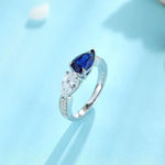 Load image into Gallery viewer, Toi Et Moi Pear Cut Lab Blue Sapphire &amp; Lab Diamond Engagement Ring - Engagement Ring
