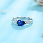 Load image into Gallery viewer, Toi Et Moi Pear Cut Lab Blue Sapphire &amp; Lab Diamond Engagement Ring - Engagement Ring
