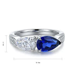 Load image into Gallery viewer, Toi Et Moi Pear Cut Lab Blue Sapphire &amp; Lab Diamond Engagement Ring - Engagement Ring
