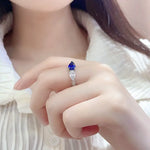 Load image into Gallery viewer, Toi Et Moi Pear Cut Lab Blue Sapphire &amp; Lab Diamond Engagement Ring - Engagement Ring
