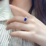 Load image into Gallery viewer, Toi Et Moi Pear Cut Lab Blue Sapphire &amp; Lab Diamond Engagement Ring - Engagement Ring
