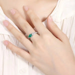 Load image into Gallery viewer, Toi Et Moi Pear Cut Lab Emerald &amp; Lab Diamond Engagement Ring - Engagement Ring
