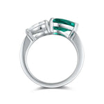 Load image into Gallery viewer, Toi Et Moi Pear Cut Lab Emerald &amp; Lab Diamond Engagement Ring - Engagement Ring
