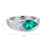 Load image into Gallery viewer, Toi Et Moi Pear Cut Lab Emerald &amp; Lab Diamond Engagement Ring - Engagement Ring
