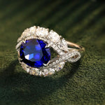 Load image into Gallery viewer, Twist Band 4.8 Ct Lab Blue Sapphire Engagement Ring - Engagement Ring
