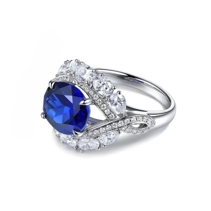 Twist Band 4.8 Ct Lab Blue Sapphire Engagement Ring - Engagement Ring