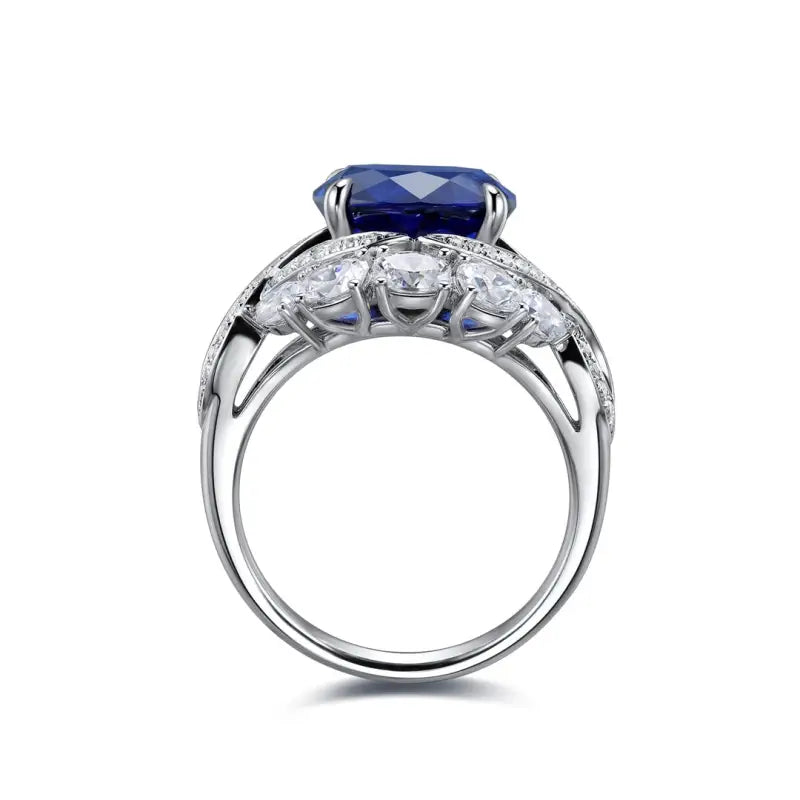 Twist Band 4.8 Ct Lab Blue Sapphire Engagement Ring - Engagement Ring