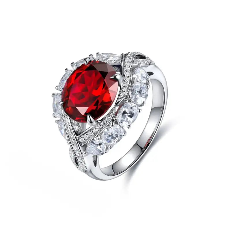 Twist Band 4.8 Ct Lab Ruby Engagement Ring - Engagement Ring