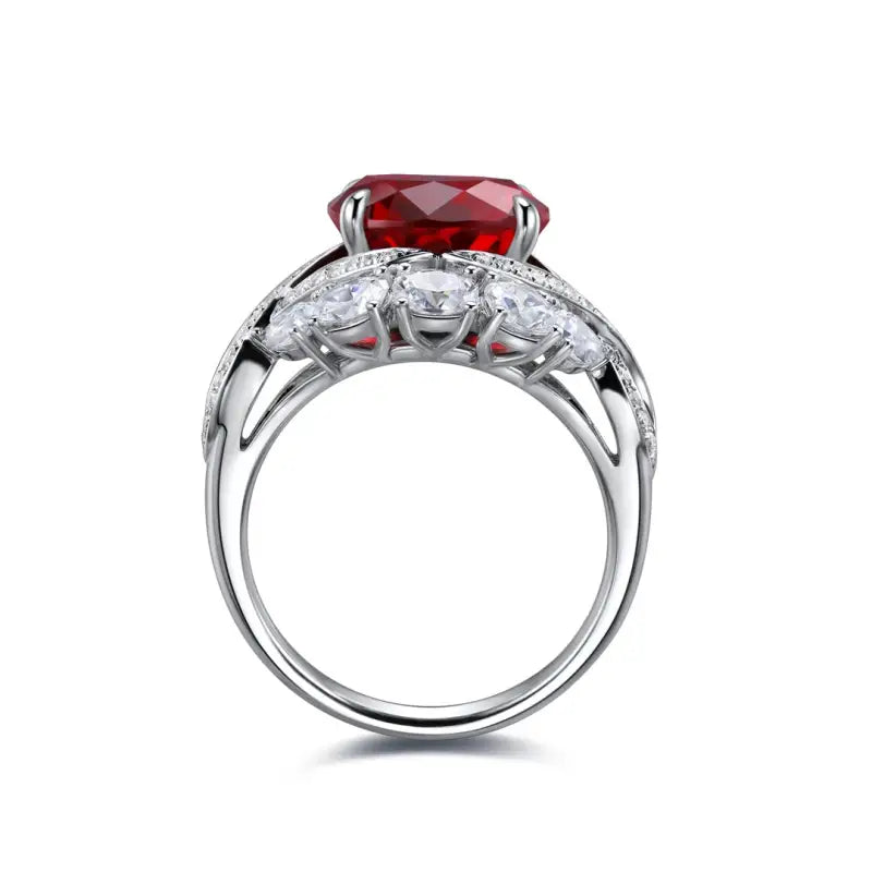 Twist Band 4.8 Ct Lab Ruby Engagement Ring - Engagement Ring